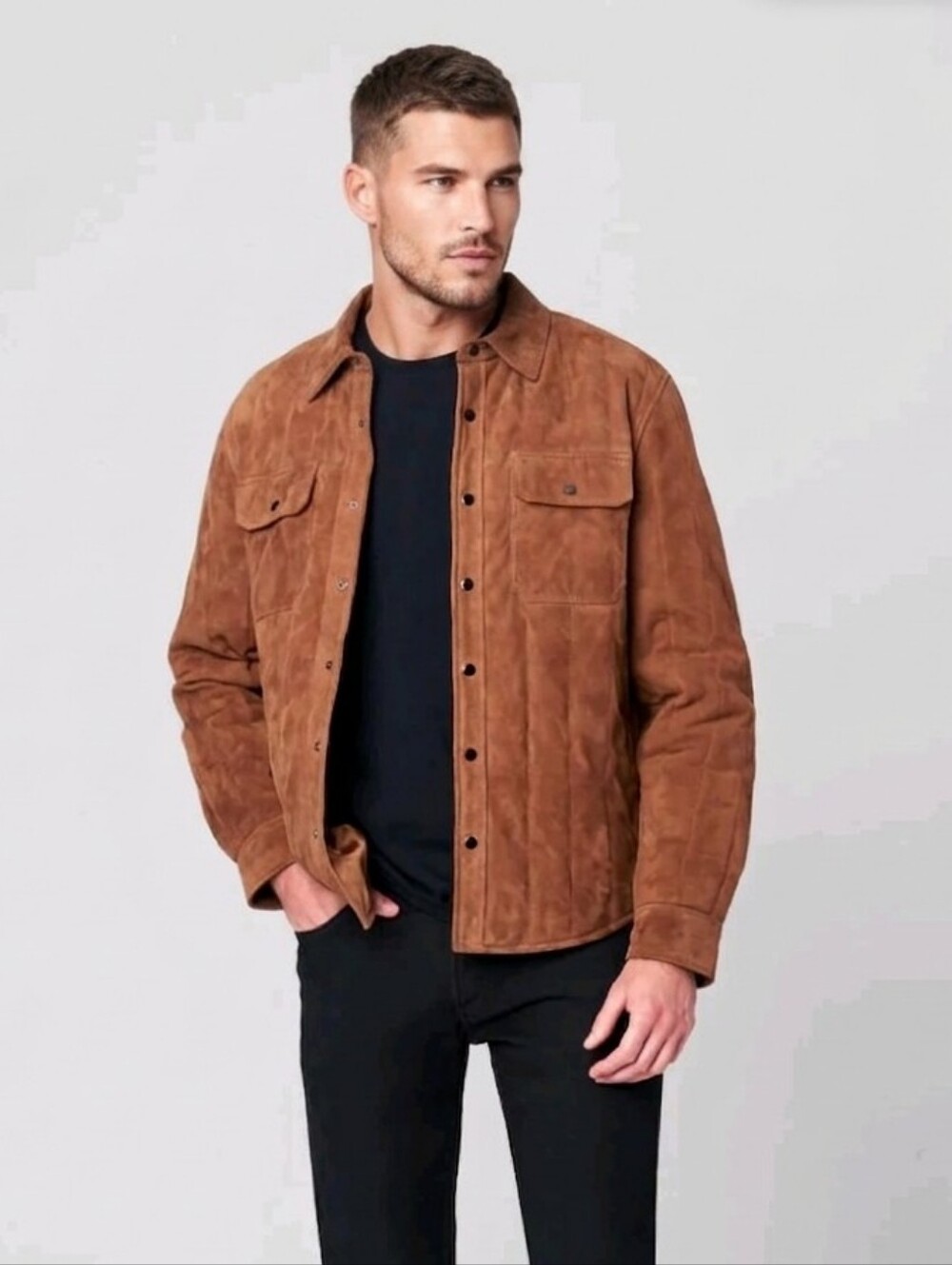 NWT BLANK NYC Men's Suede Shirt Jacket Quick Action Brown Size Medium
